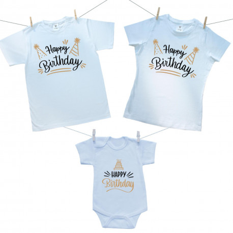 Obiteljski set (bodije s kratkim rukavom) Happy birthday