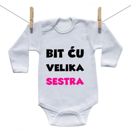 Bodije s dugim rukavom Bit ću velika sestra Bodije s dugim rukavom Bit ću velika sestra