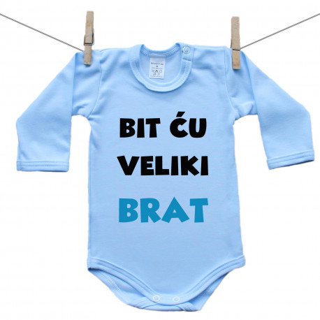 Plave bodije s dugim rukavom Bit ću veliki brat Plave bodije s dugim rukavom Bit ću veliki brat