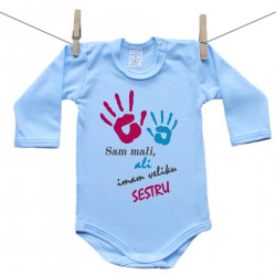 Plave bodije s dugim rukavom Imam stariju sestru – dječaka