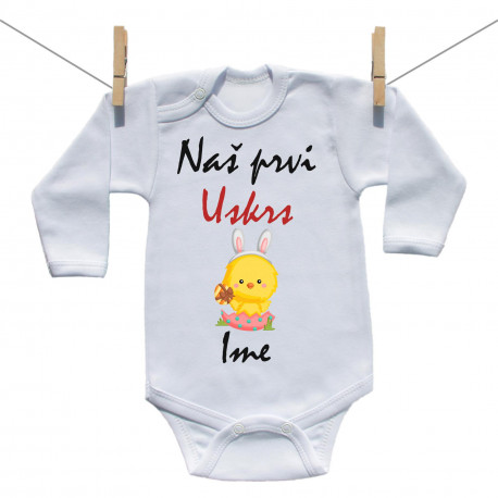 Bodije s dugim rukavom Naš prvi Uskrs s imenom - Djevojčica