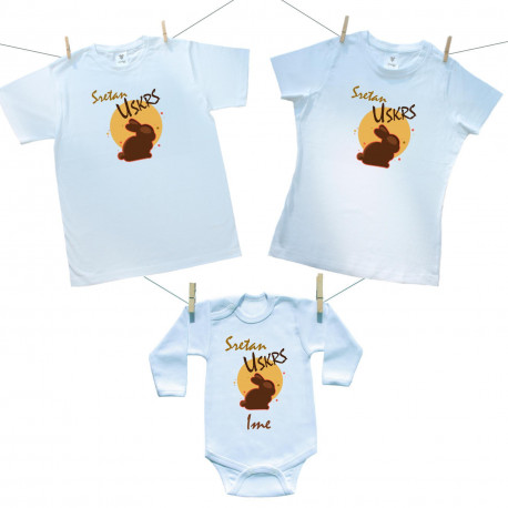 Obiteljski set (bodije s dugim rukavom) Sretan Uskrs