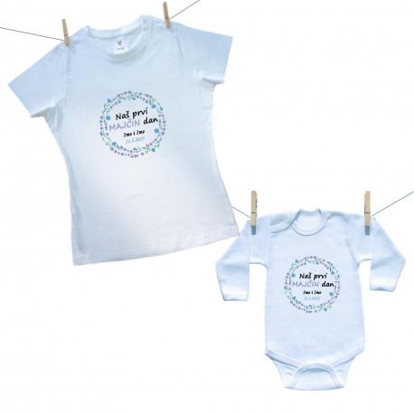 Obiteljski set (bodije s dugim rukavom) Naš prvi Majčin dan