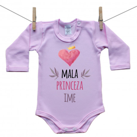 Roze bodije s dugim rukavom Mala princeza s imenom