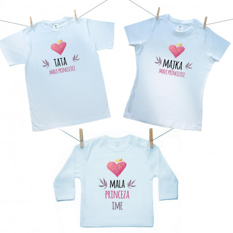 Obiteljski set (majica s dugim rukavom) Tata, majka i mala princezica s imenom