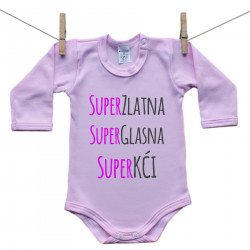 Roze bodije s dugim rukavom Super zlatna, super glasna, super kći