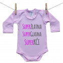 Roze bodije s dugim rukavom Super zlatna, super glasna, super kći