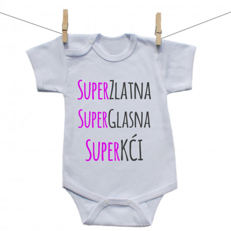 Bodije s kratkim rukavom Super zlatna, super glasna, super kći