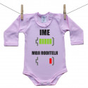 Roze bodije s dugim rukavom Baterija napunjena s imenom