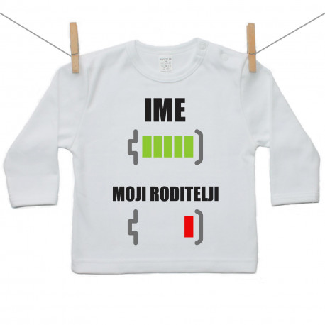 Majica s dugim rukavom Baterija napunjena s imenom