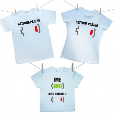 Obiteljski set (majica s kratkim rukavom) Baterija napunjena/prazdna s imenom
