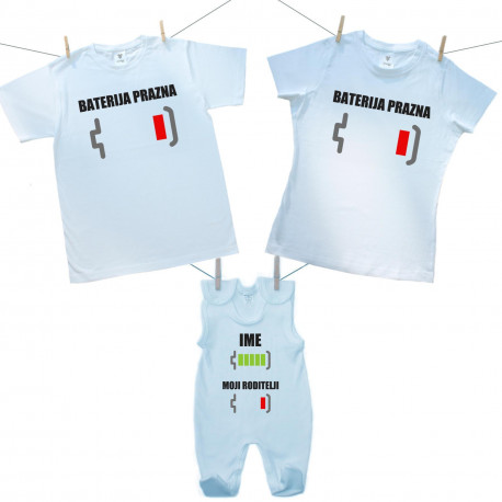 Obiteljski set (kombinezon) Baterija napunjena/prazdna s imenom