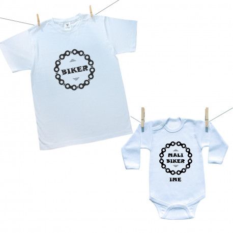 Obiteljski set (bodije s dugim rukavom) Tata i mali biker