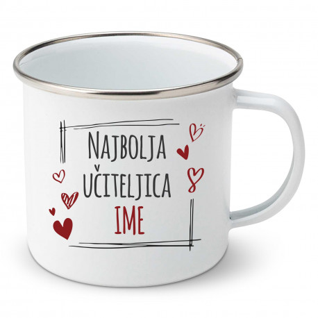 Emajlirana šalica Najbolja učiteljica s imenom