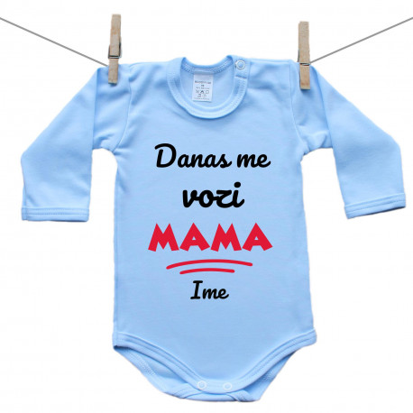 Plave bodije s dugim rukavom Danas me vozi mama