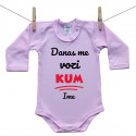 Roze bodije s dugim rukavom Danas me vozi kum