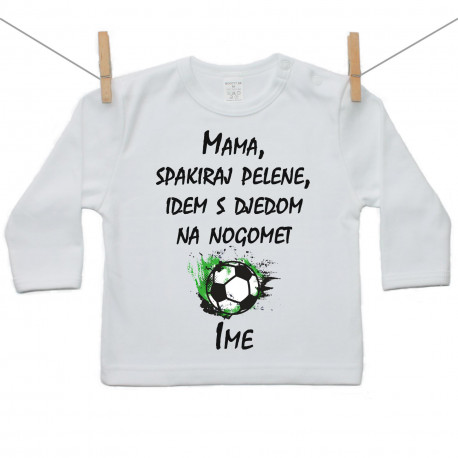 Majica s dugim rukavom Mama, spakiraj pelene, idem s djedom na nogomet Majica s dugim rukavom Mama, spakiraj pelene, idem s djedom na nogomet