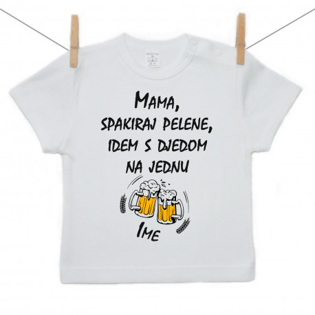 Majica s kratkim rukavom Mama, spakiraj pelene, idem s djedom na jednu Majica s kratkim rukavom Mama, spakiraj pelene, idem s djedom na jednu