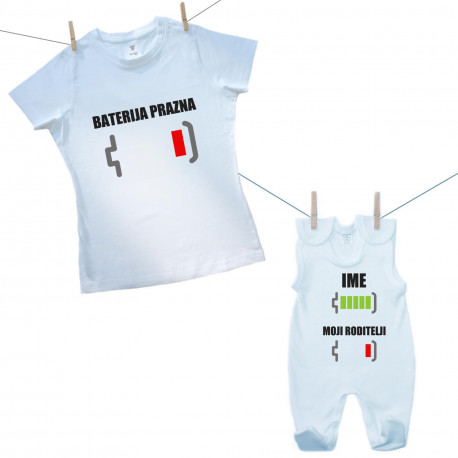 Obiteljski set (kombinezon) Baterija napunjena/prazdna s imenom