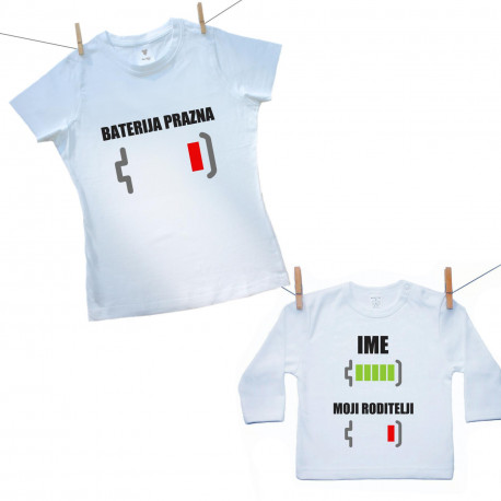 Obiteljski set (majica s dugim rukavom) Baterija napunjena/prazdna s imenom