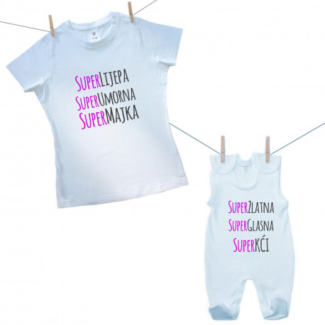 Obiteljski set (kombinezon) Super majka, kći