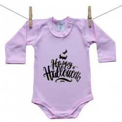 Roze bodije s dugim rukavom Happy Halloween