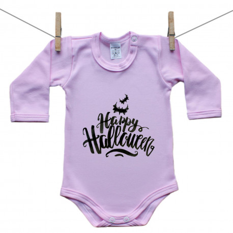 Roze bodije s dugim rukavom Happy Halloween