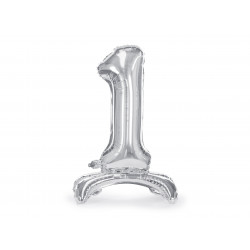 Stojeći folija balon Broj 1 70cm, srebrni