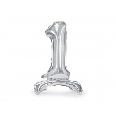 Stojeći folija balon Broj 1 70cm, srebrni