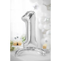 Stojeći folija balon Broj 1 70cm, srebrni