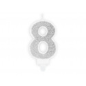 Rođendanska svjećica Broj 8, srebrna, 7cm