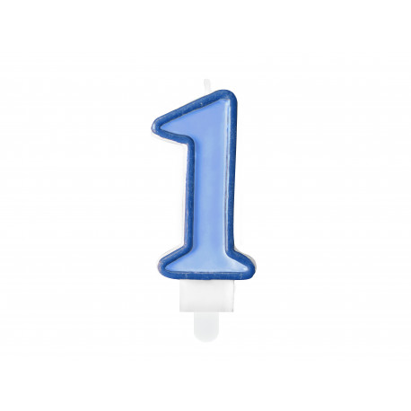 Rođendanska svijeća Broj 1, plava, 7 cm