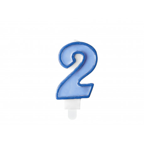 Rođendanska svjećica Broj 2, plava, 7cm