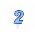 Rođendanska svjećica Broj 2, plava, 7cm