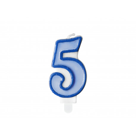 Rođendanska svijeća Broj 5, plava, 7cm