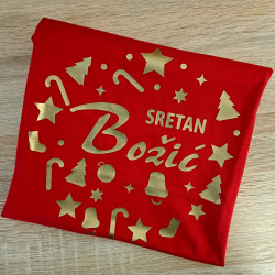 Limitirano zlatno izdanje crvena ženska majica Sretan Božić