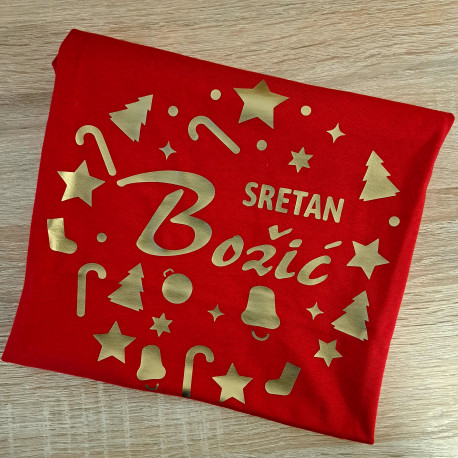 Limitirano zlatno izdanje crvena ženska majica Sretan Božić