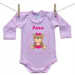 Roze bodije s dugim rukavom s medvjedićem za djevojčice