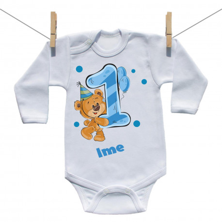 Bodije s dugim rukavom Imam 1 godinu s medvjedićem za dječake