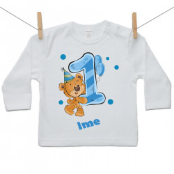 Majica s dugim rukavom Imam 1 godinu s medvjedićem za dječake