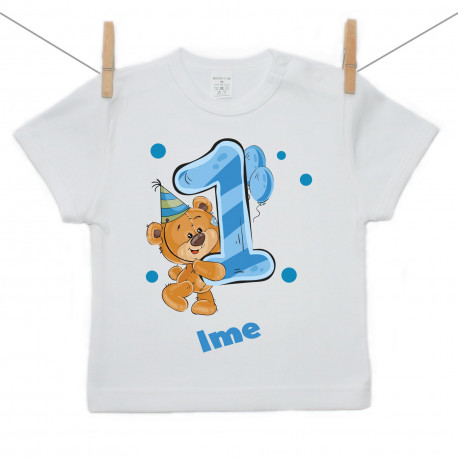 Majica s kratkim rukavom Imam 1 godinu s medvjedićem za dječake