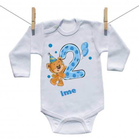 Bodije s dugim rukavom Imam 2 godine s medvjedićem za dječake