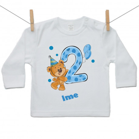 Majica s dugim rukavom Imam 2 godine s medvjedićem za dječake