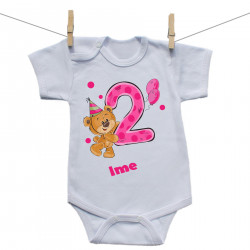 Bodije s kratkim rukavom Imam 2 godine s medvjedićem za djevojčice