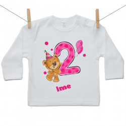 Majica s dugim rukavom Imam 2 godine s medvjedićem za djevojčice