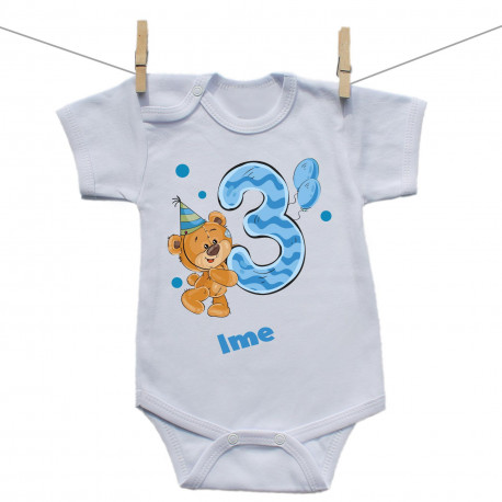 Bodije s kratkim rukavom Imam 3 godine s medvjedićem za dječake