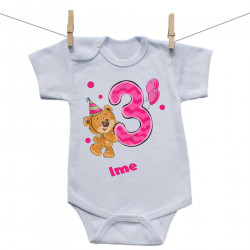 Bodije s kratkim rukavom Imam 3 godine s medvjedićem za djevojčice