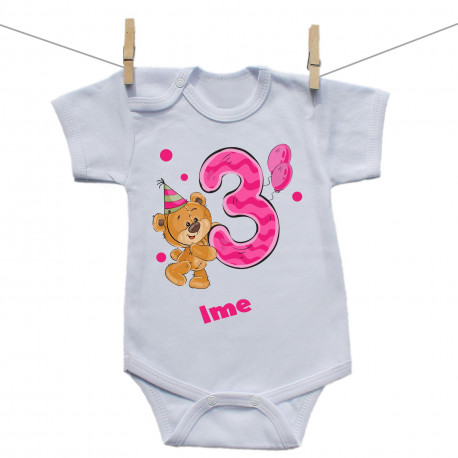 Bodije s kratkim rukavom Imam 3 godine s medvjedićem za djevojčice