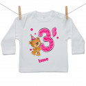 Majica s dugim rukavom Imam 3 godine s medvjedićem za djevojčice