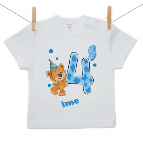Majica s kratkim rukavom Imam 4 godine s medvjedićem za dječake